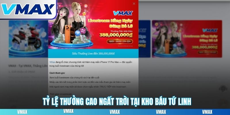 Tỷ lệ thưởng cao ngất trời tại kho báu tứ linh